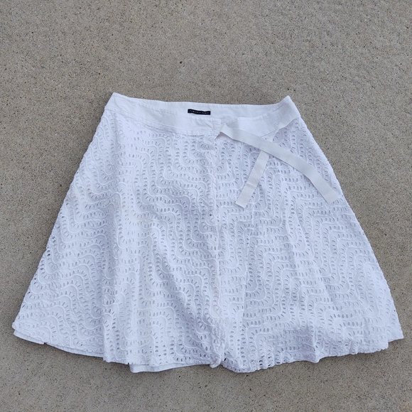 FABRIZIO LENZI EYELET WHITE LACE LINED  WRAP SKIRT SPORTY ATHLETIC CASUAL - Picture 1 of 16